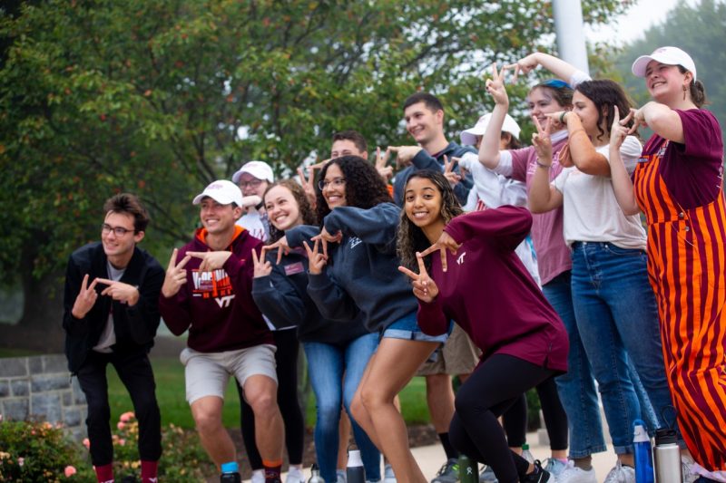 Hokie Ambassadors help bring the Hokie Spirit to campus visitors. (Photo by Lee Hawkins/Virginia Tech)